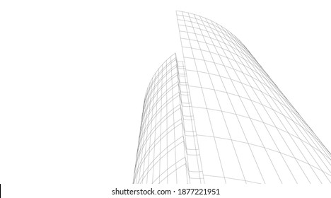 Abstrakte Architekturgebäude, Vektorgrafik 3D