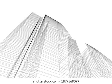 Abstract architecture buildings vector 3d illustration