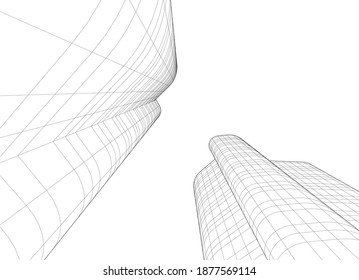 Abstract architecture buildings vector 3d illustration