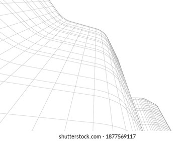 Abstrakte Architekturgebäude, Vektorgrafik 3D