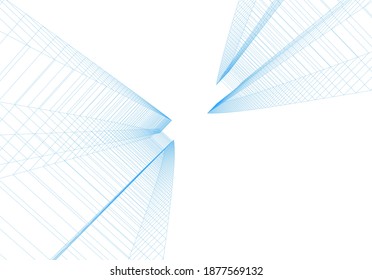 Abstract architecture buildings vector 3d illustration