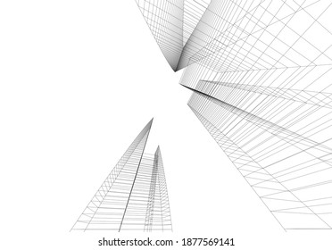 Abstract architecture buildings vector 3d illustration