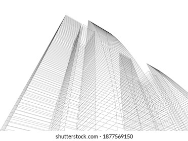 Abstrakte Architekturgebäude, Vektorgrafik 3D