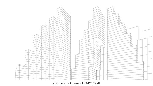 abstract architecture city 3d illustration 