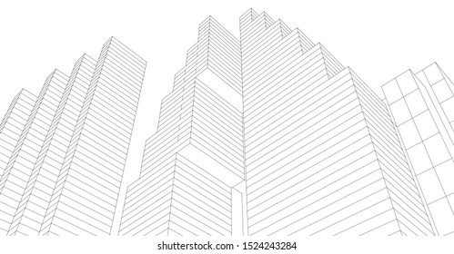 abstract architecture city 3d illustration 