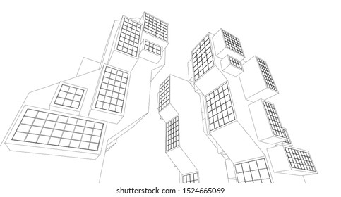 abstract architecture city 3d illustration 