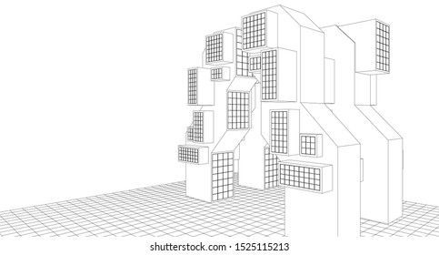 abstract architecture city 3d illustration 