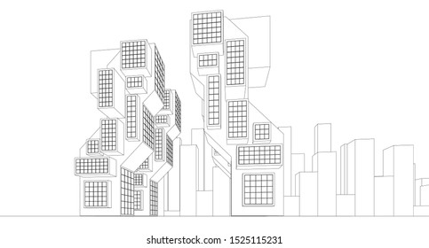 abstract architecture city 3d illustration 