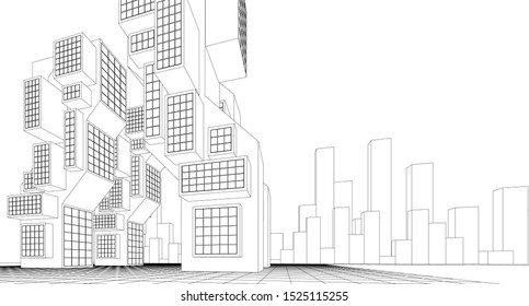 abstract architecture city 3d illustration 