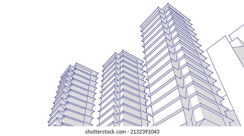 abstract architecture city 3d illustration