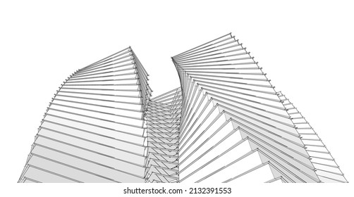 abstract architecture city 3d illustration