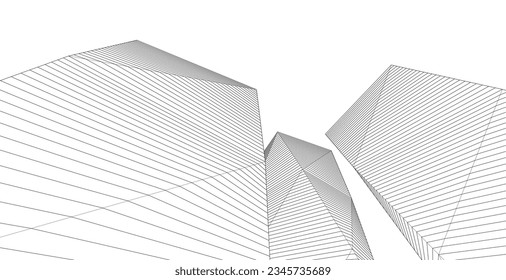 abstract architecture city 3d illustration