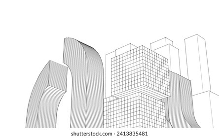 abstract architecture city 3d rendering