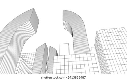 abstract architecture city 3d rendering
