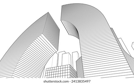 representación 3d de la ciudad de arquitectura abstracta
