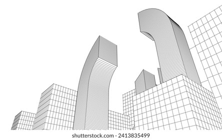 abstract architecture city 3d rendering
