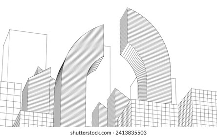 abstract architecture city 3d rendering