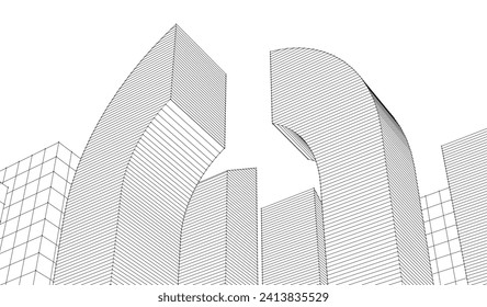abstract architecture city 3d rendering
