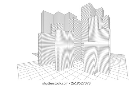 Arquitectura abstracta Ciudad Renderización 3D