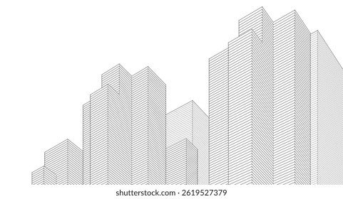 abstract architecture city 3d rendering