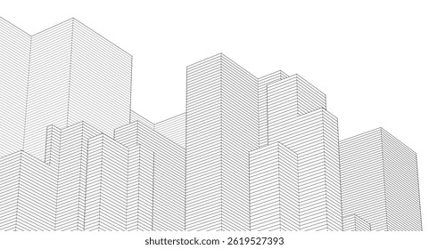 abstract architecture city 3d rendering