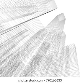 abstract architecture, city buildings vector illustration