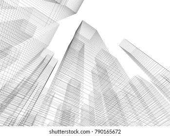 abstract architecture, city buildings vector illustration