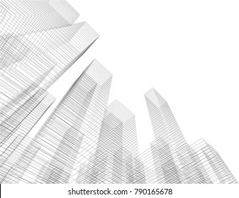 abstract architecture, city buildings vector illustration