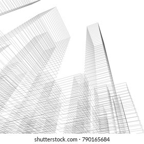 abstract architecture, city buildings vector illustration