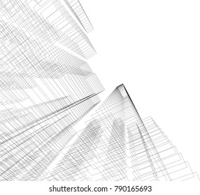 abstract architecture, city buildings vector illustration