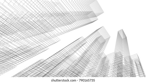 abstract architecture, city buildings vector illustration