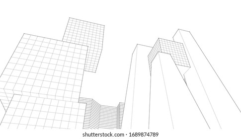 
abstract architecture city geometric background 3d illustration 