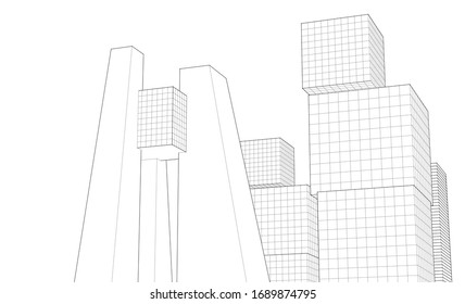 
abstract architecture city geometric background 3d illustration 