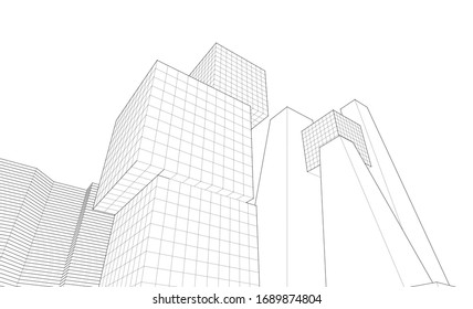 
fondo geométrico de la arquitectura abstracta Ilustración 3d 