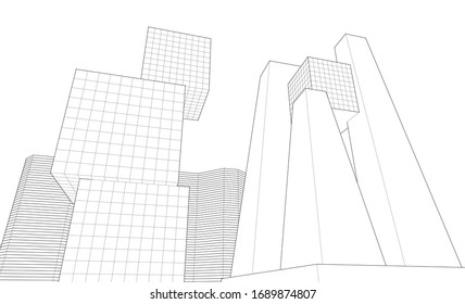 
abstract architecture city geometric background 3d illustration 