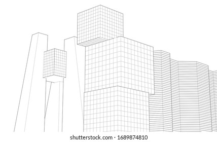
fondo geométrico de la arquitectura abstracta Ilustración 3d 