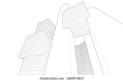 
abstract architecture city geometric background 3d illustration 