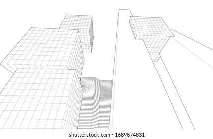 
fondo geométrico de la arquitectura abstracta Ilustración 3d 