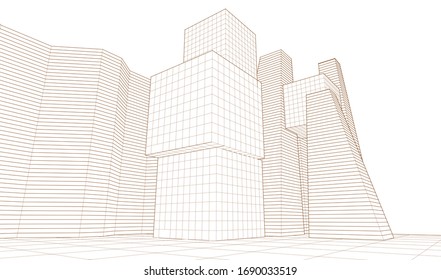 
abstract architecture city geometric background 3d illustration 