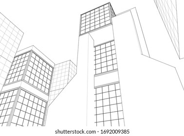 abstract architecture city geometric background 3d illustration 