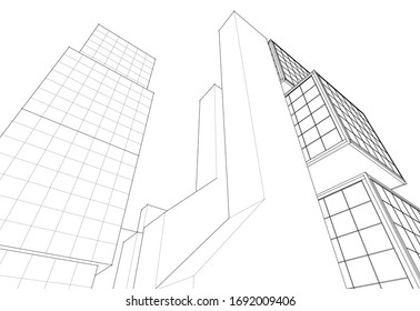 abstract architecture city geometric background 3d illustration 