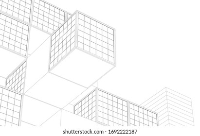abstract architecture city geometric background 3d illustration 