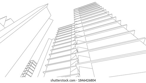 arquitectura abstracta ciudad fondo geométrico 3d ilustración 