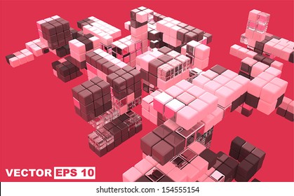 Abstract architecture (Composition, matte, glossy, glass cubes). Edit and insert your text.