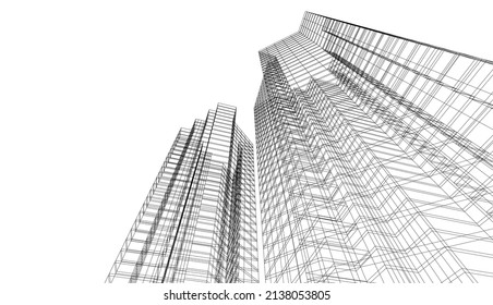 abstraktes Architekturkonzept 3D-Illustration