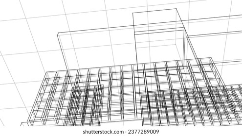 abstraktes Architekturkonzept 3D-Illustration