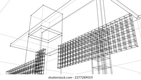 abstract architecture concept 3d illustration