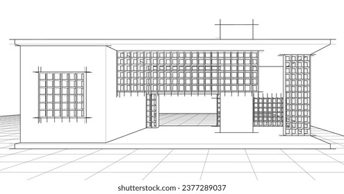 ilustración 3d del concepto de arquitectura abstracta