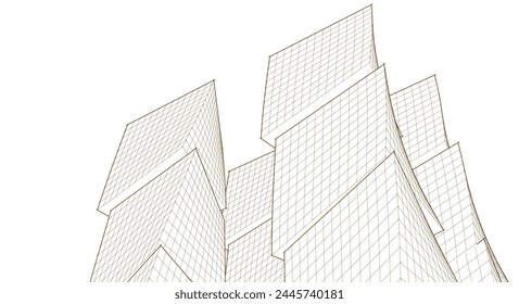  Abstraktes Architekturkonzept 3D-Illustration