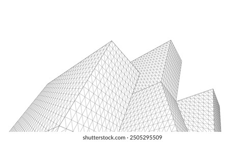 
Concepto de arquitectura abstracta Ilustración 3D